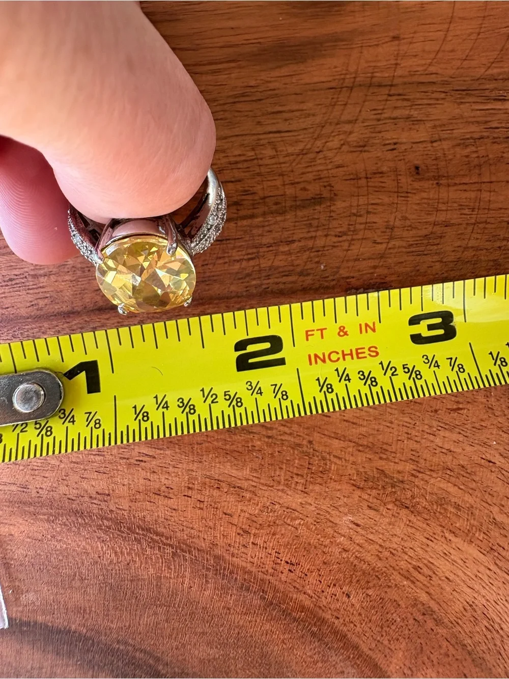 Yellow Oval Gemstone Cocktail Ring - Size 7.5